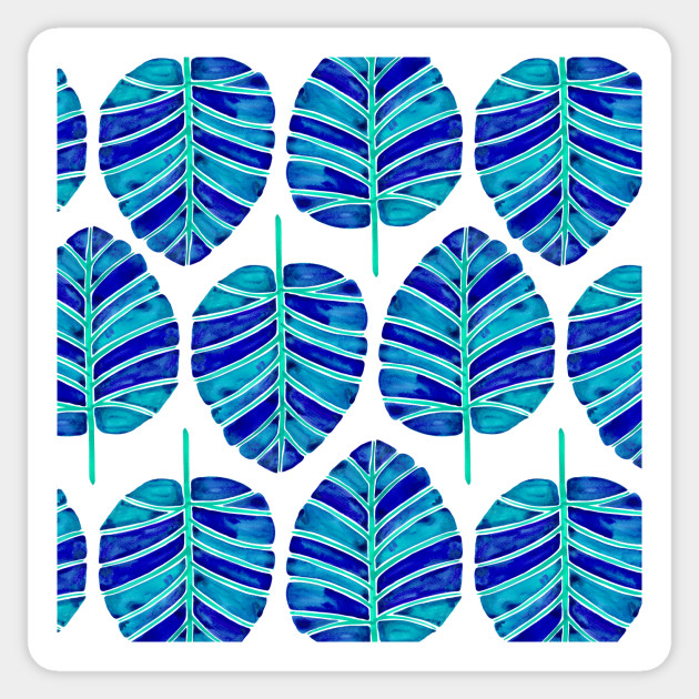 Blue Alocasia Pattern